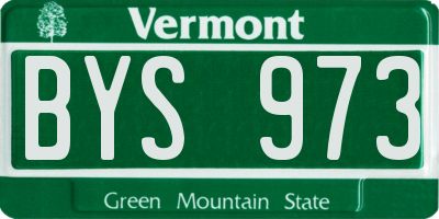 VT license plate BYS973