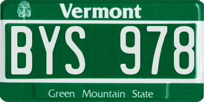 VT license plate BYS978
