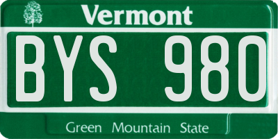 VT license plate BYS980