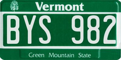 VT license plate BYS982