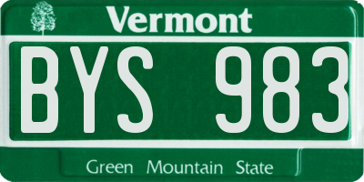 VT license plate BYS983