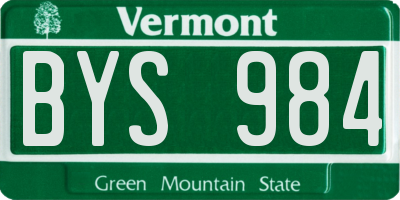 VT license plate BYS984