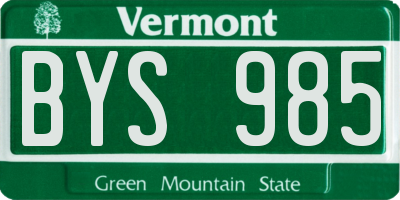 VT license plate BYS985