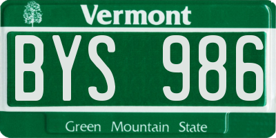 VT license plate BYS986
