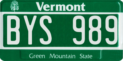 VT license plate BYS989