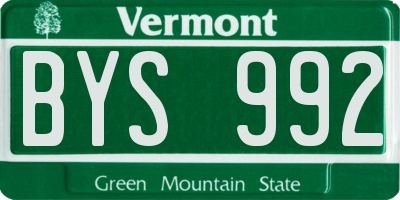 VT license plate BYS992