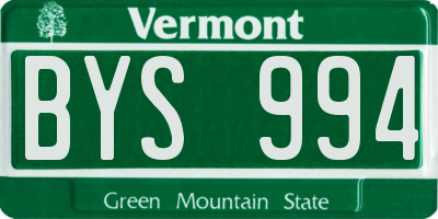 VT license plate BYS994