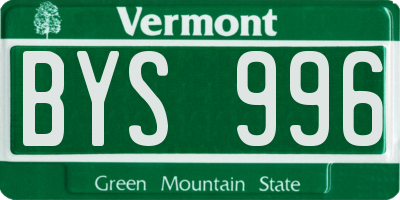 VT license plate BYS996