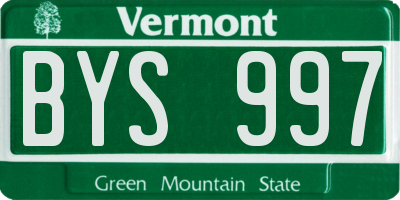 VT license plate BYS997