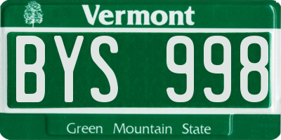 VT license plate BYS998