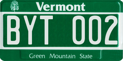 VT license plate BYT002