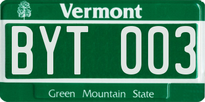 VT license plate BYT003