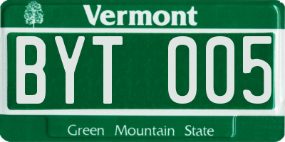 VT license plate BYT005