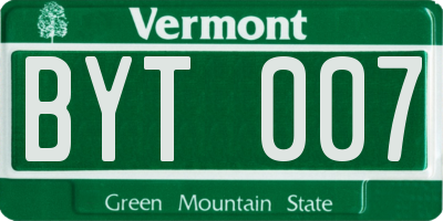 VT license plate BYT007