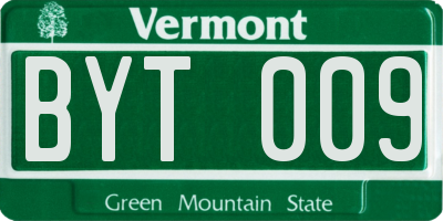 VT license plate BYT009