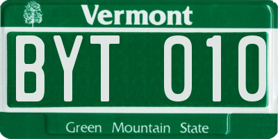VT license plate BYT010