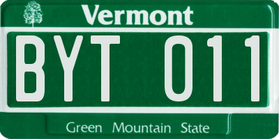 VT license plate BYT011
