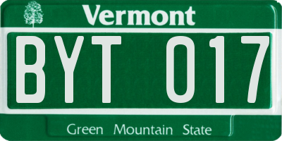 VT license plate BYT017
