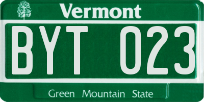 VT license plate BYT023