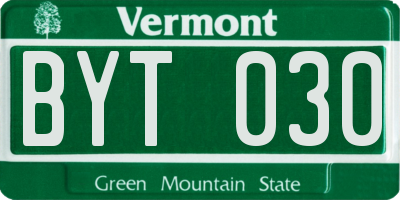 VT license plate BYT030