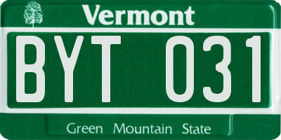 VT license plate BYT031