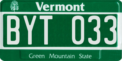 VT license plate BYT033