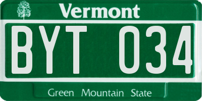 VT license plate BYT034