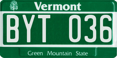 VT license plate BYT036