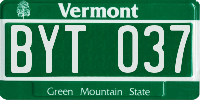 VT license plate BYT037