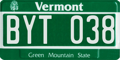 VT license plate BYT038