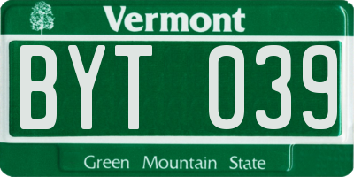VT license plate BYT039