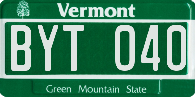 VT license plate BYT040