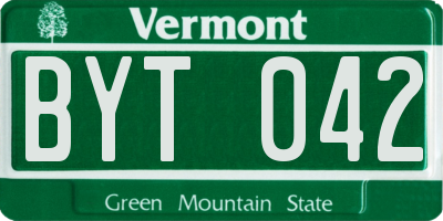 VT license plate BYT042
