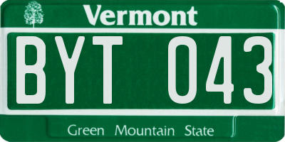 VT license plate BYT043