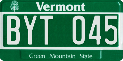VT license plate BYT045
