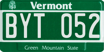 VT license plate BYT052