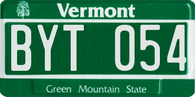 VT license plate BYT054