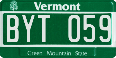 VT license plate BYT059