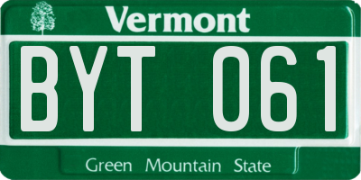 VT license plate BYT061