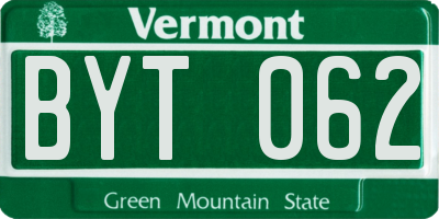 VT license plate BYT062