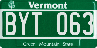 VT license plate BYT063