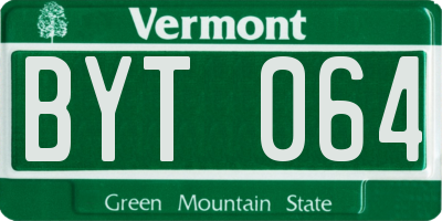 VT license plate BYT064