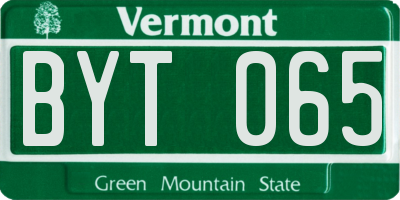 VT license plate BYT065