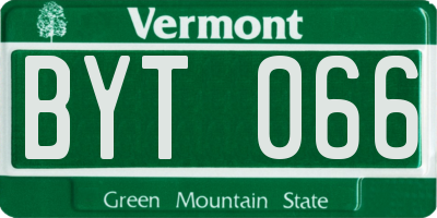 VT license plate BYT066