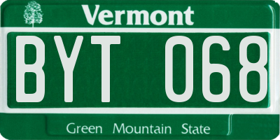 VT license plate BYT068