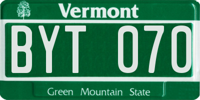 VT license plate BYT070