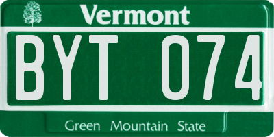 VT license plate BYT074