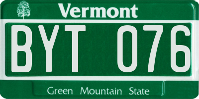 VT license plate BYT076