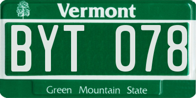 VT license plate BYT078