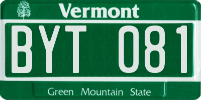 VT license plate BYT081